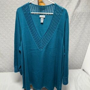 Catherines Teal V-Neck Sweater